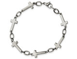 Men's Stainless Steel Sideways Cross Bracelet 8 Inch